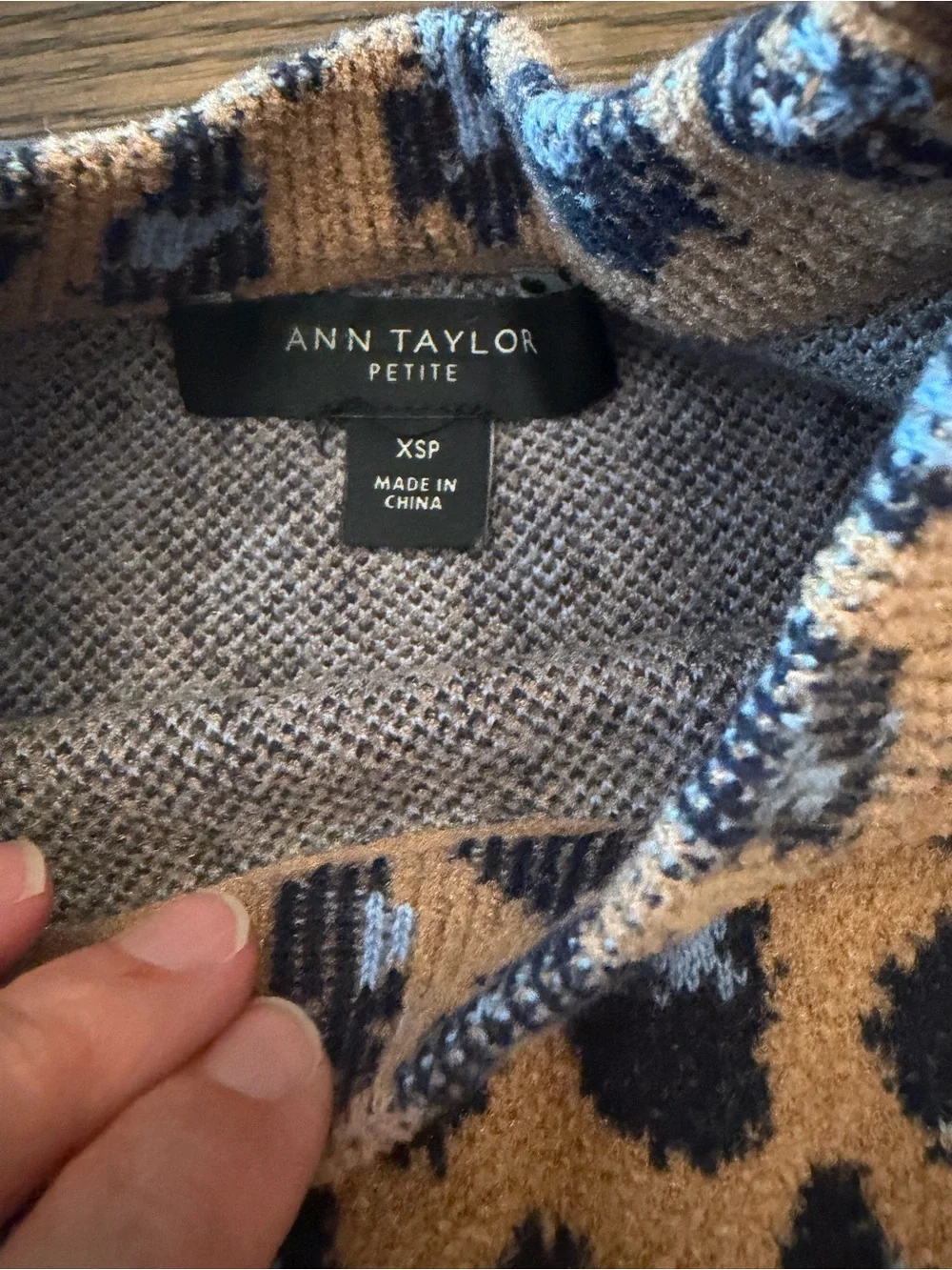 Leopard Print Sweater in Tan and Blue